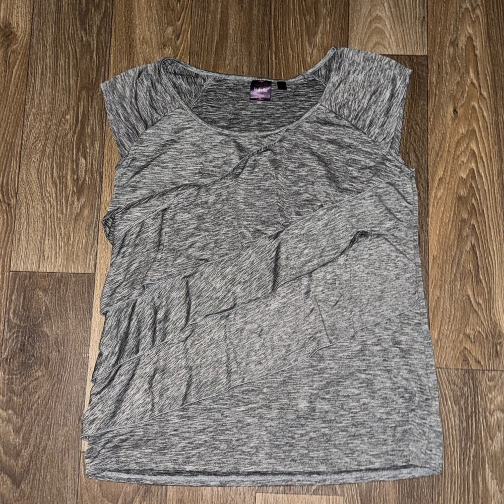 Rafaella Women's Gray Layered Ruffled Shirt